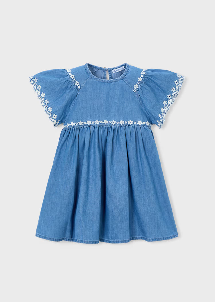 Denim Embroidered Medium Wash Dress