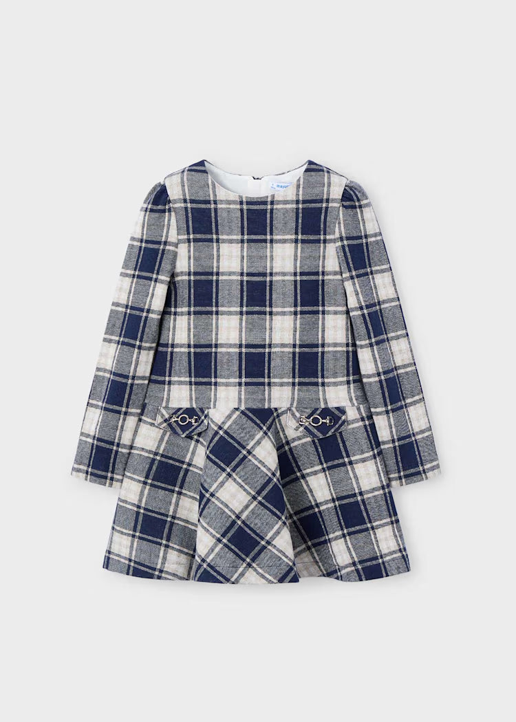 Navy Plaid Knit Dress