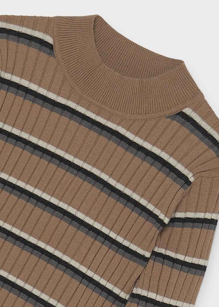 Camel Striped Knit Sweater