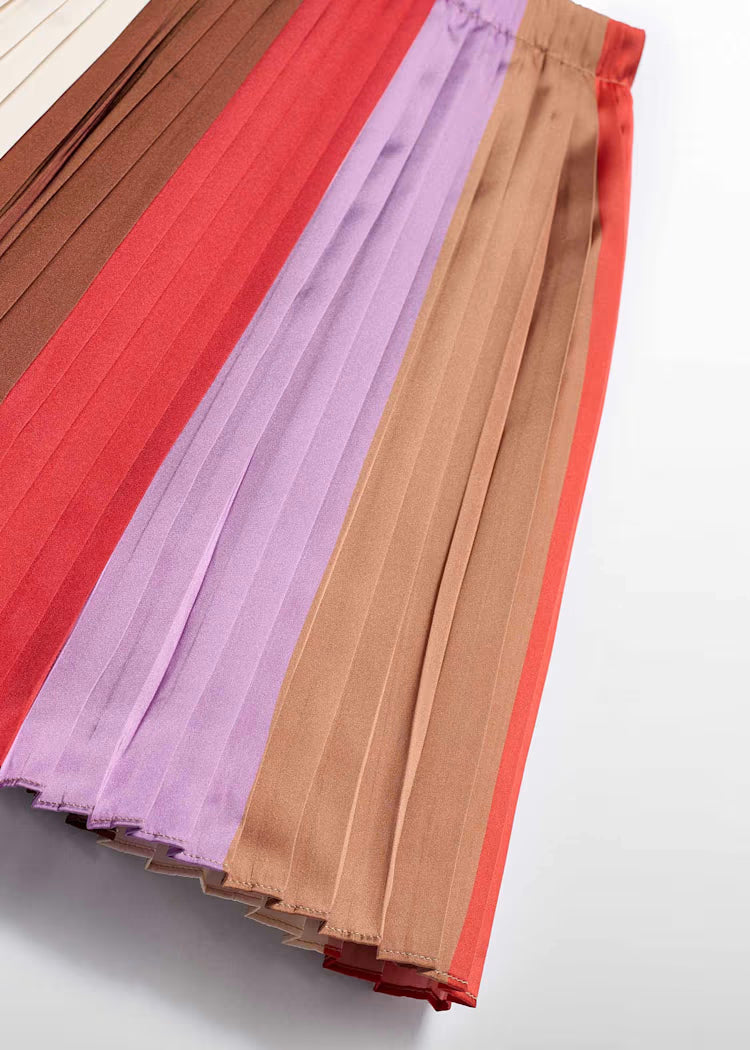 Girl Midi Pleated Stripped Skirt
