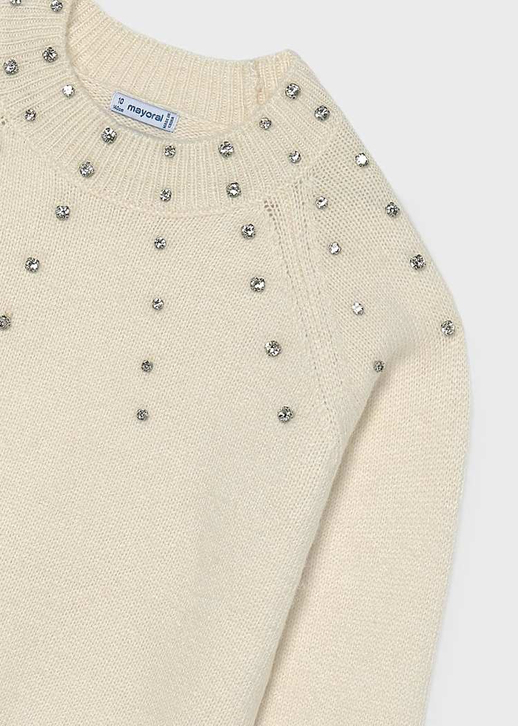 Cream Rhinestone Sweater