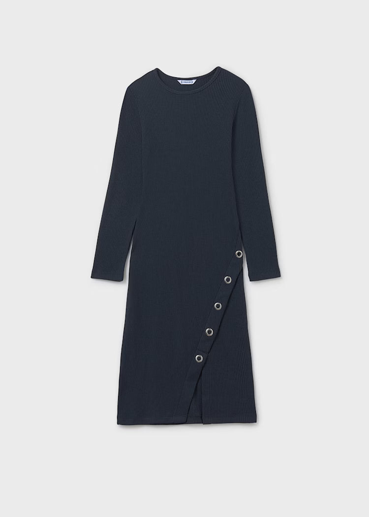 7195 Petroleum Ribbed Midi Dress