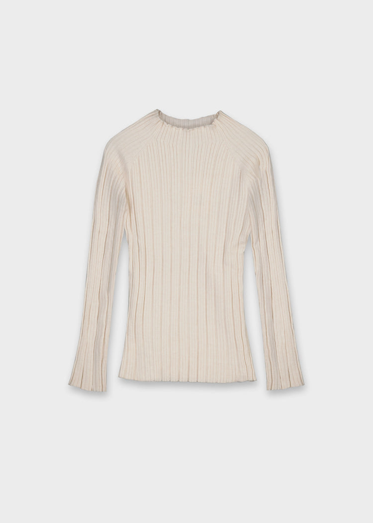 Heather Sand Rib Knit Mock Neck Sweater