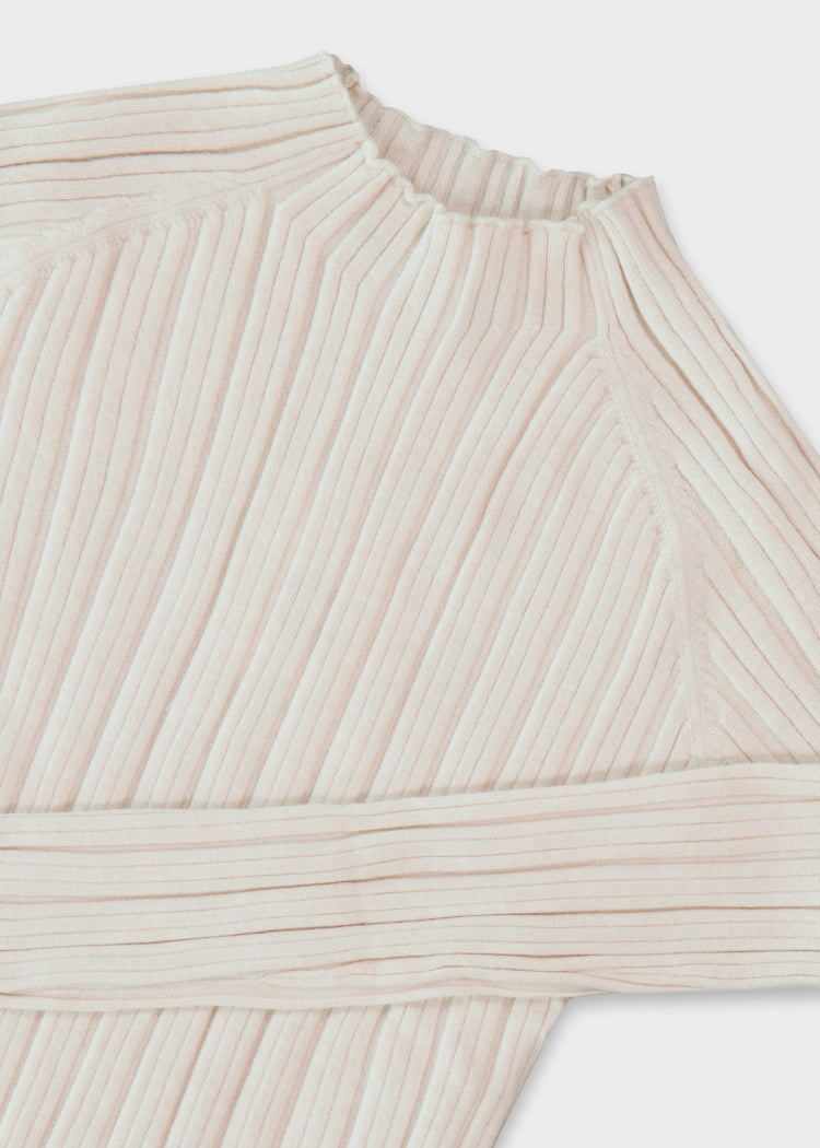 Heather Sand Rib Knit Mock Neck Sweater