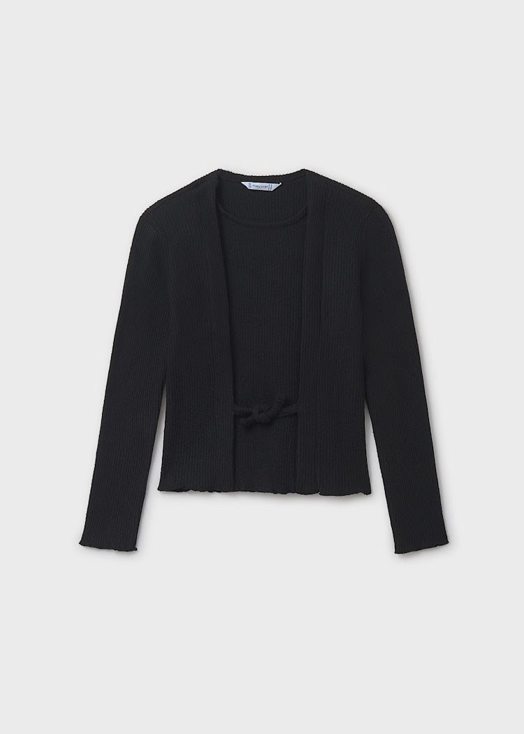 Black Rib Knit Top