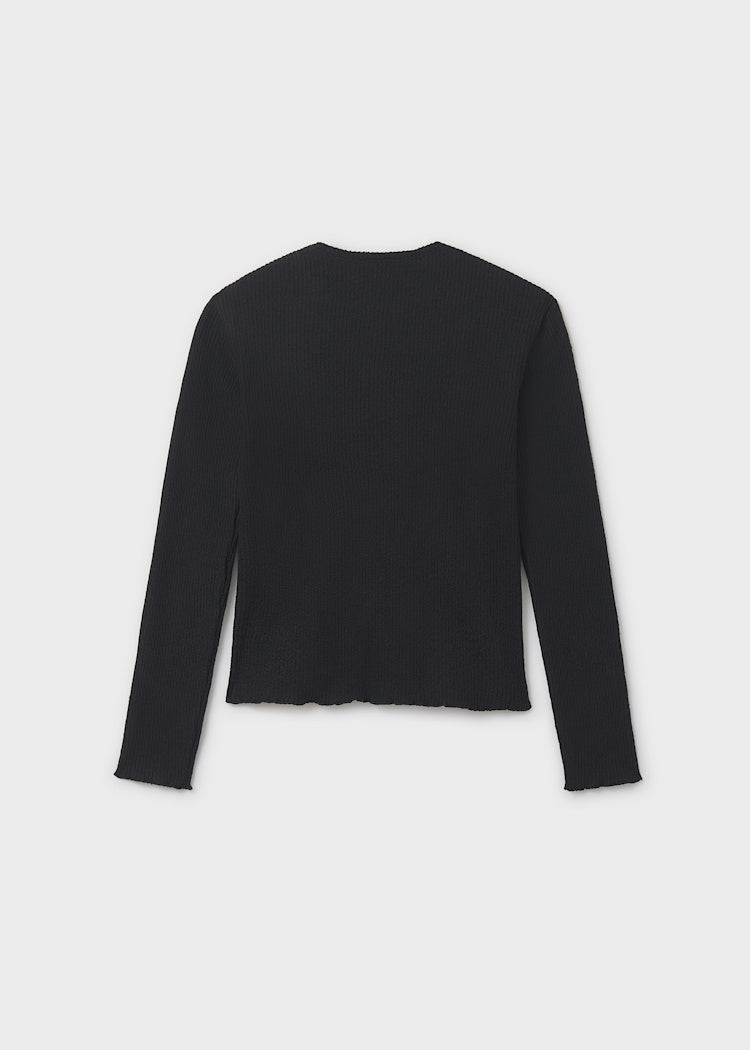 Black Rib Knit Top