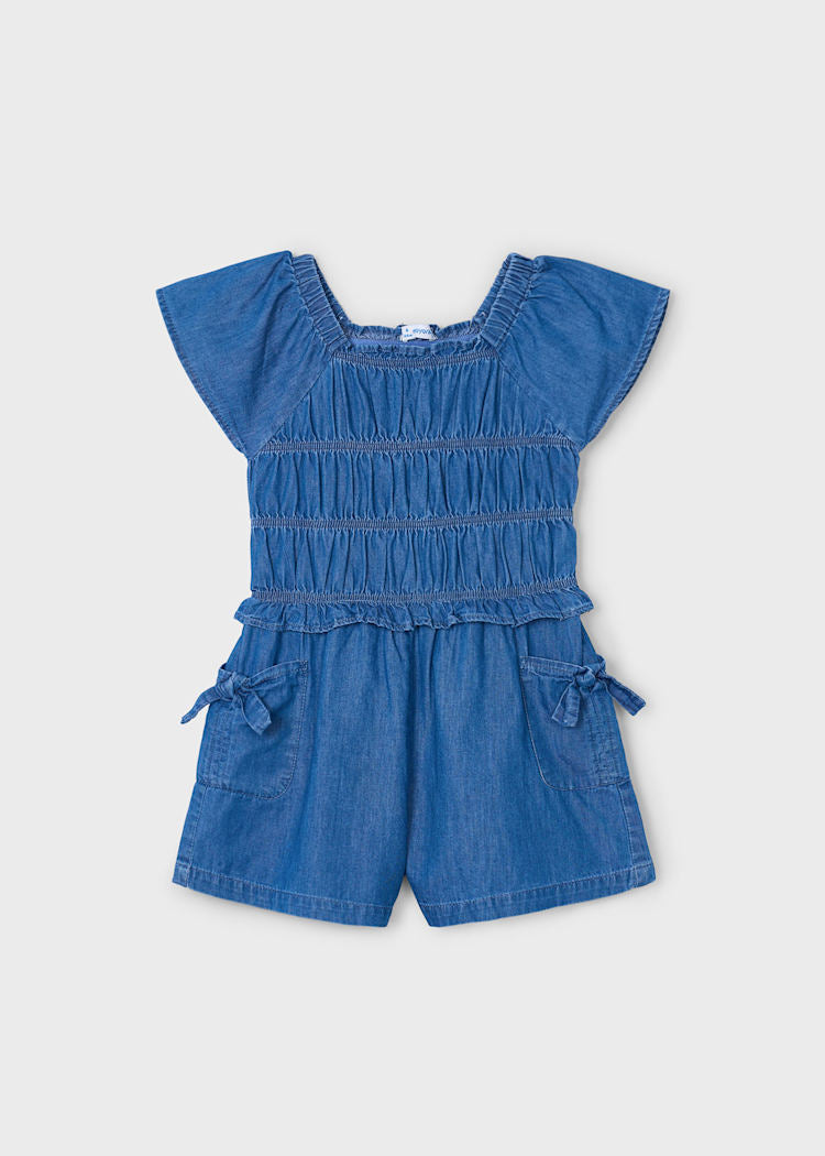 3873 Denim Ruched Romper