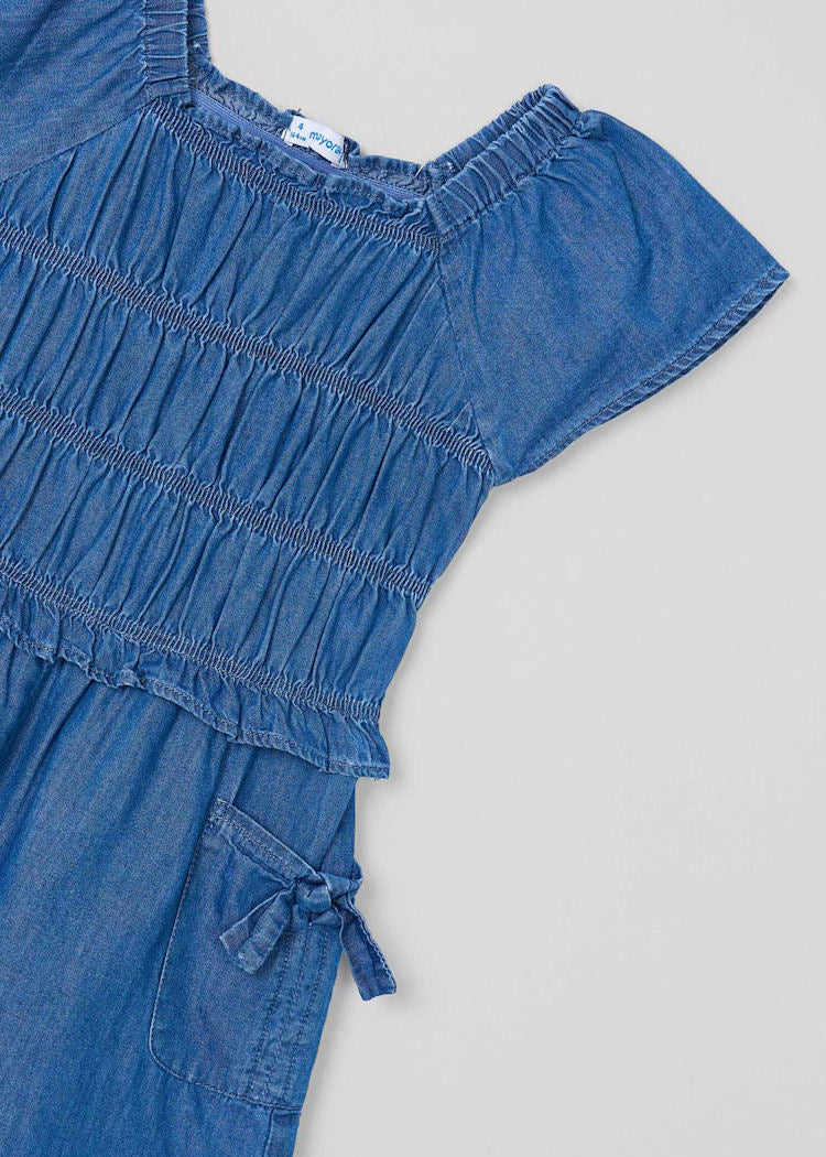 3873 Denim Ruched Romper