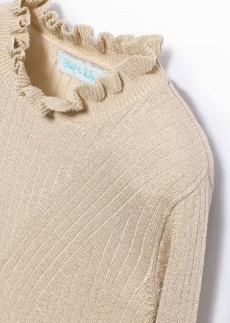 Girl Shiny Ribbed Knit Sweater