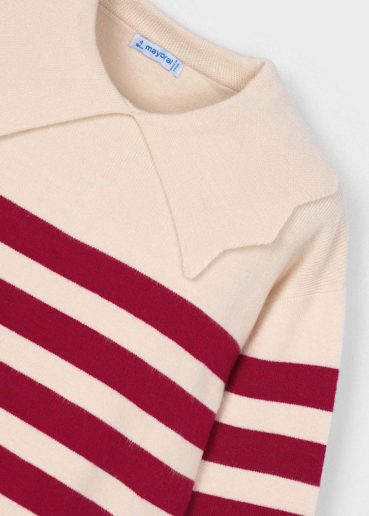 Striped Knit Sweater Red