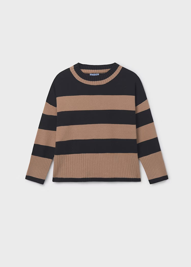 Taupe Black Stripe Sweater