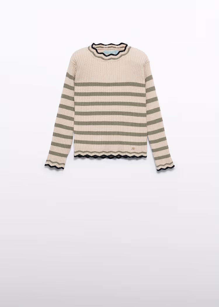 Sage Taupe Striped Sweater
