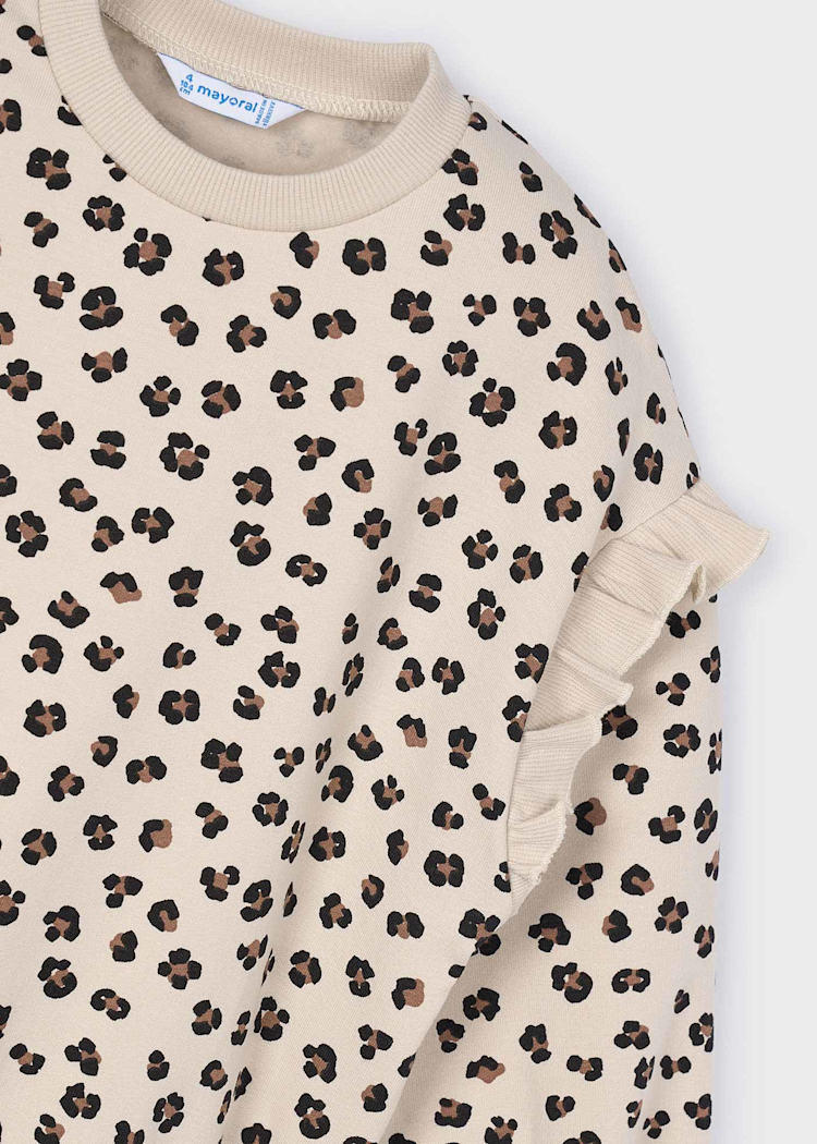 Cheetah Ruffle Sleeve Sweatshirt