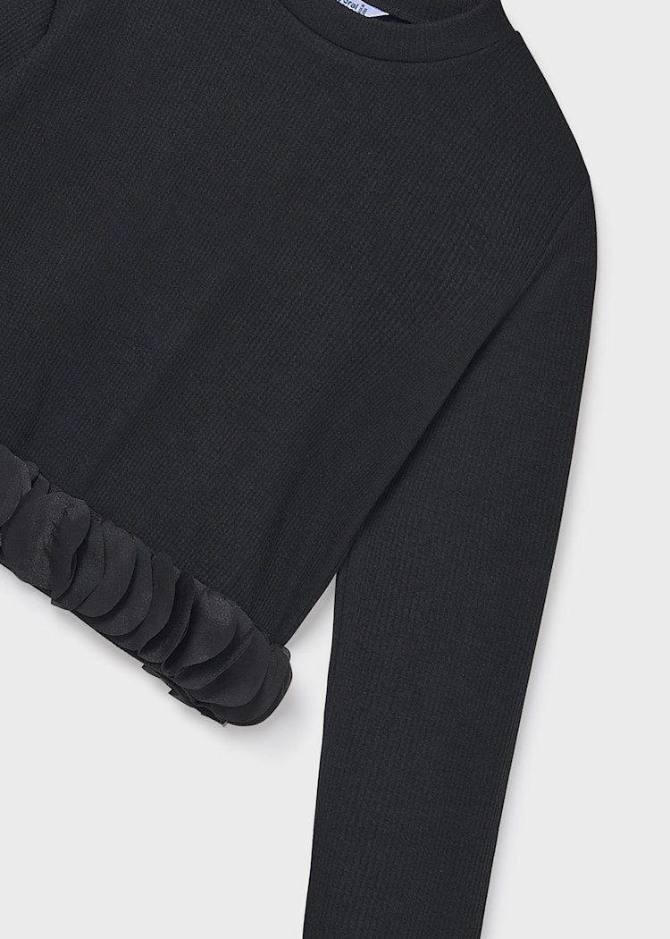 Black Shirt Petals Detail