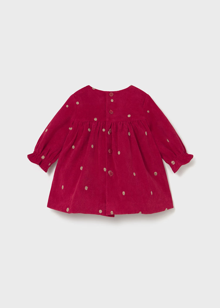 Red Velour Taupe Dot Dress