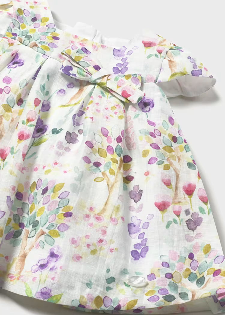 Lavander and Pink Watercolor Print Dress