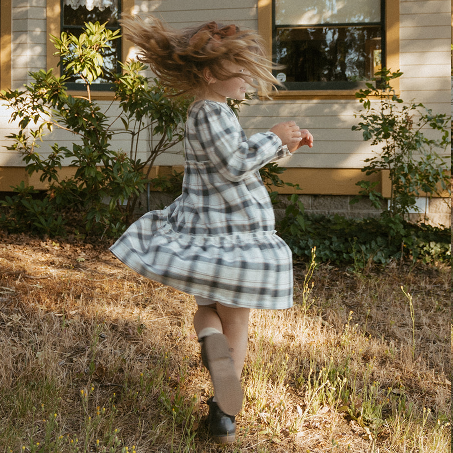 Flannel Plaid Tiered Dress