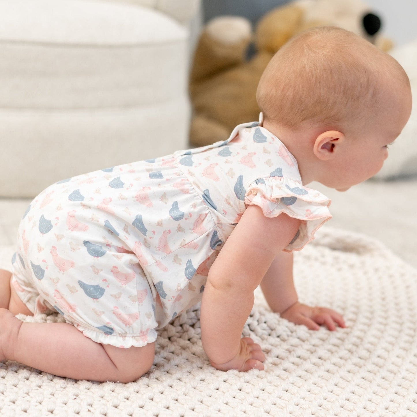 Happy Hens Ruffle Romper