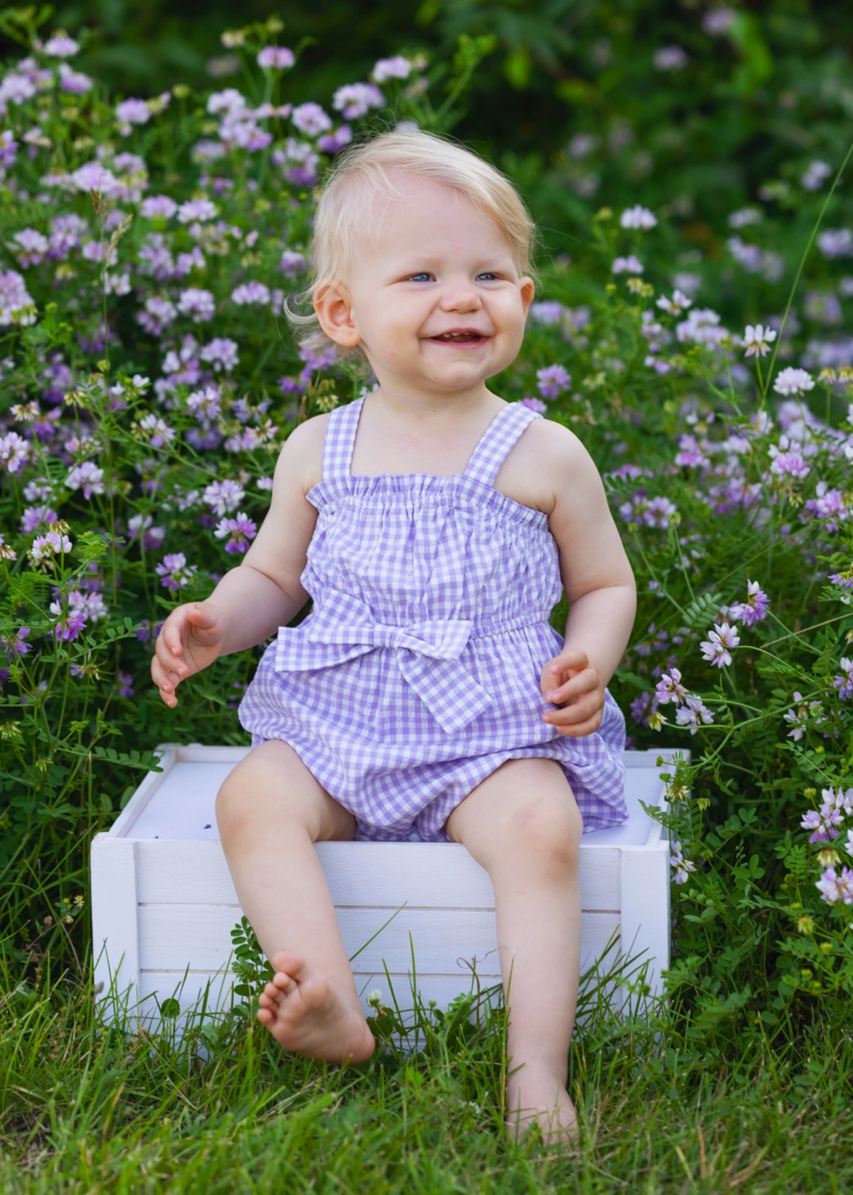 Gingham Purple Super Bloom Romper