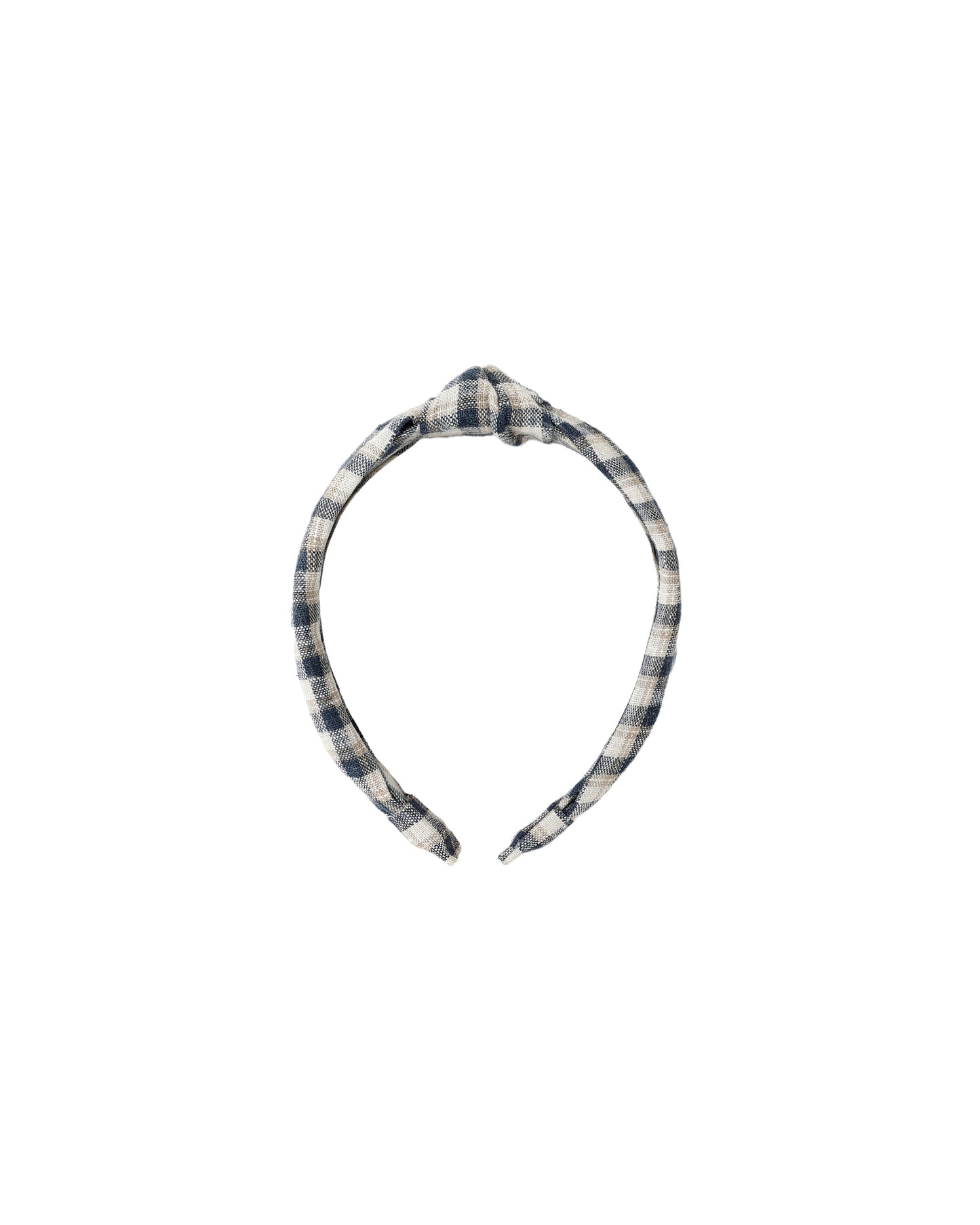 Navy Check Knotted Headband