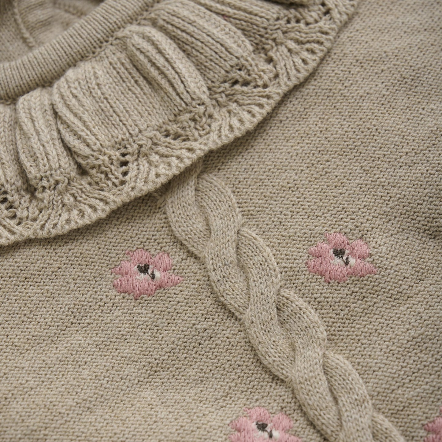 Beige Melange Pullover Knit Set