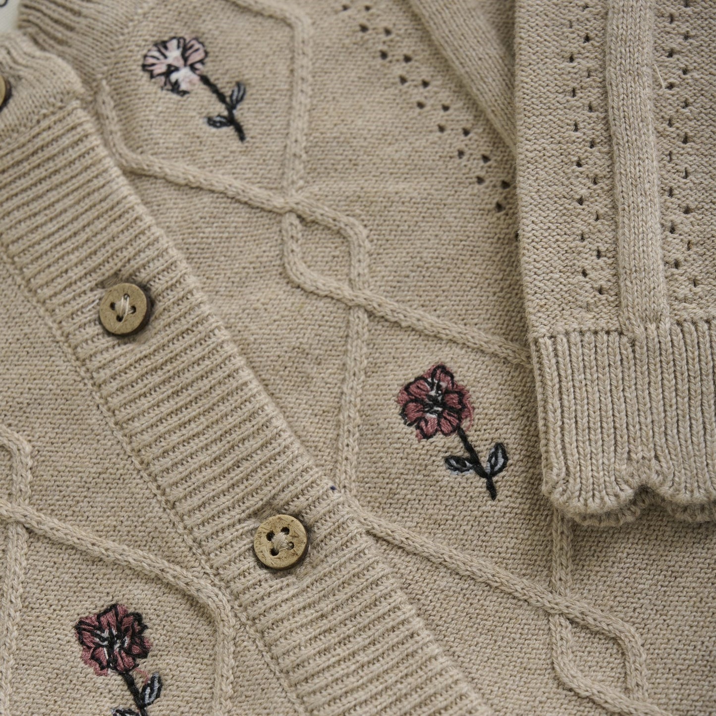 Beige Melange Knit Cardigan