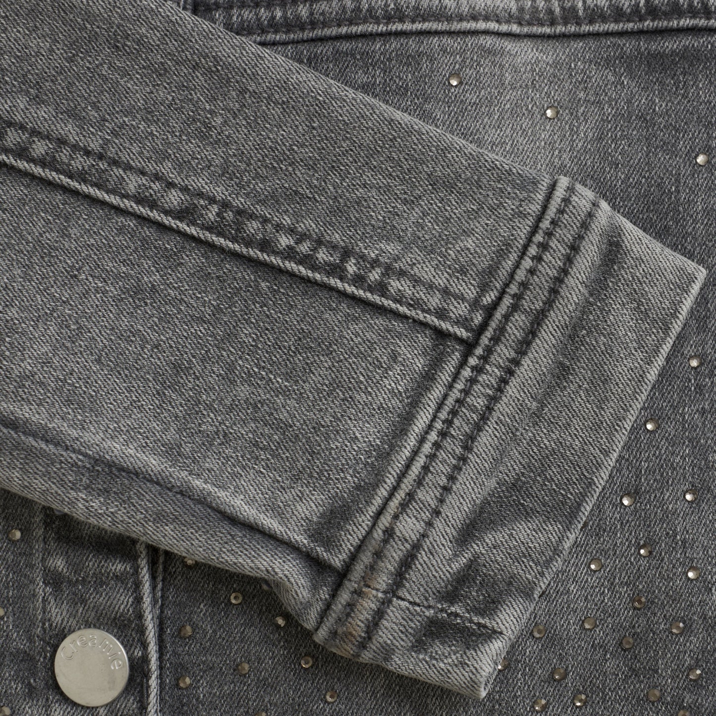 Light Grey Denim Rhinestone Jacket