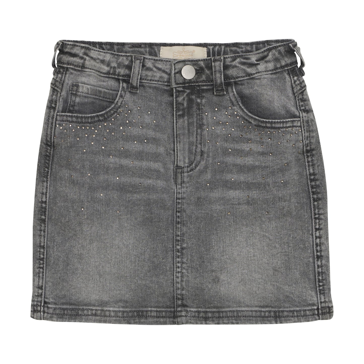 Light Grey Denim Rhinestone Skirt