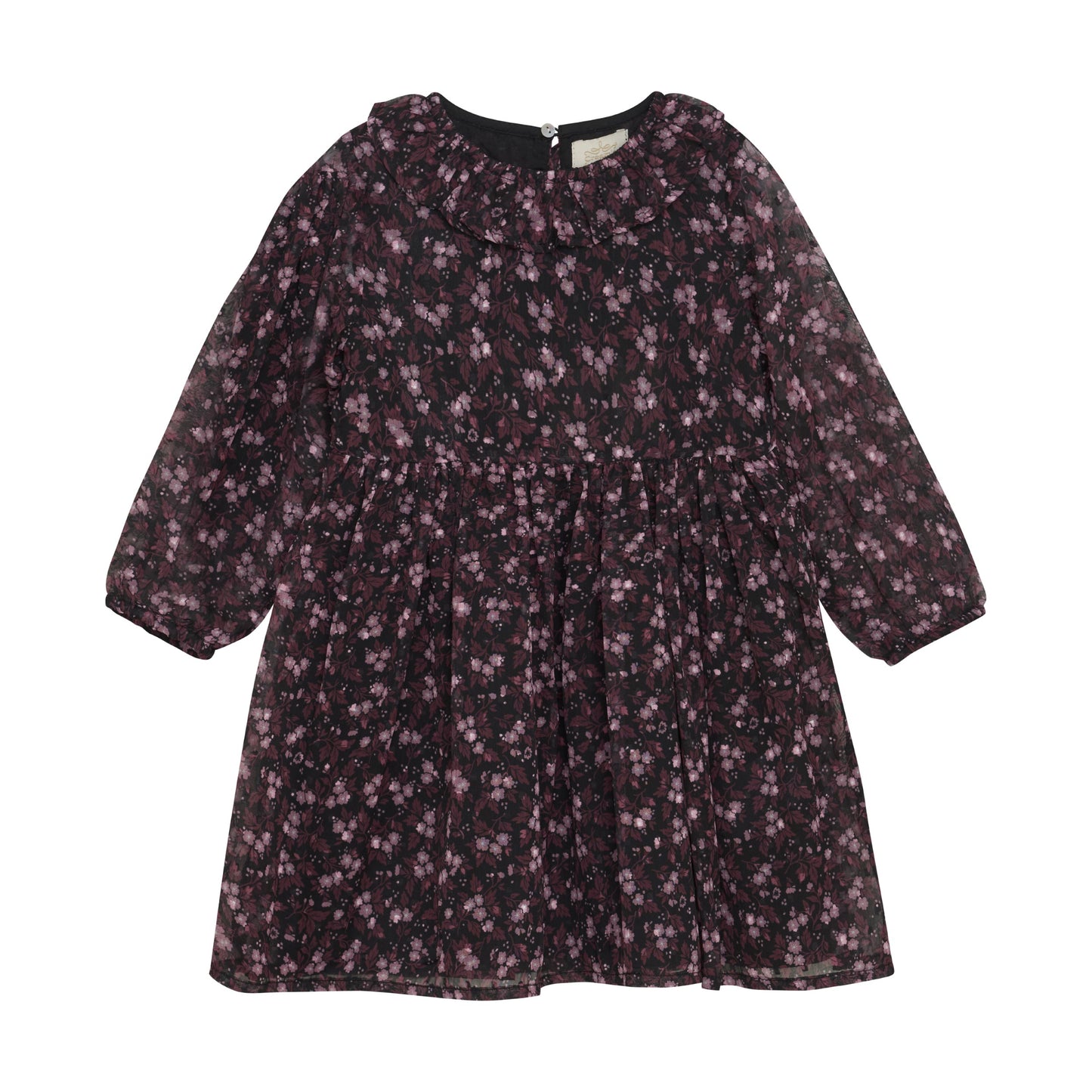 Black Dobby Flower Dress