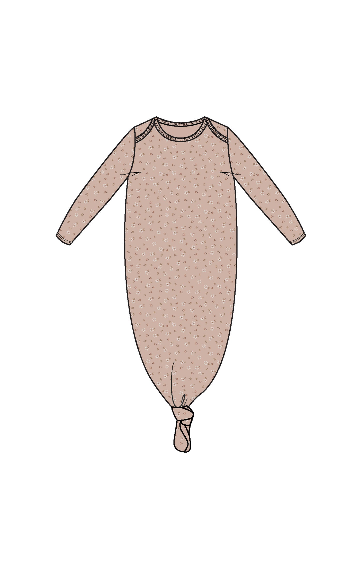 Dusty Rose Floral Carrie Knotted Gown