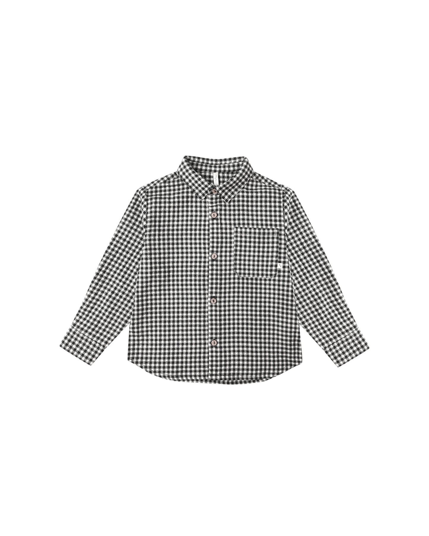 Collared Long Sleeve Black Gingham