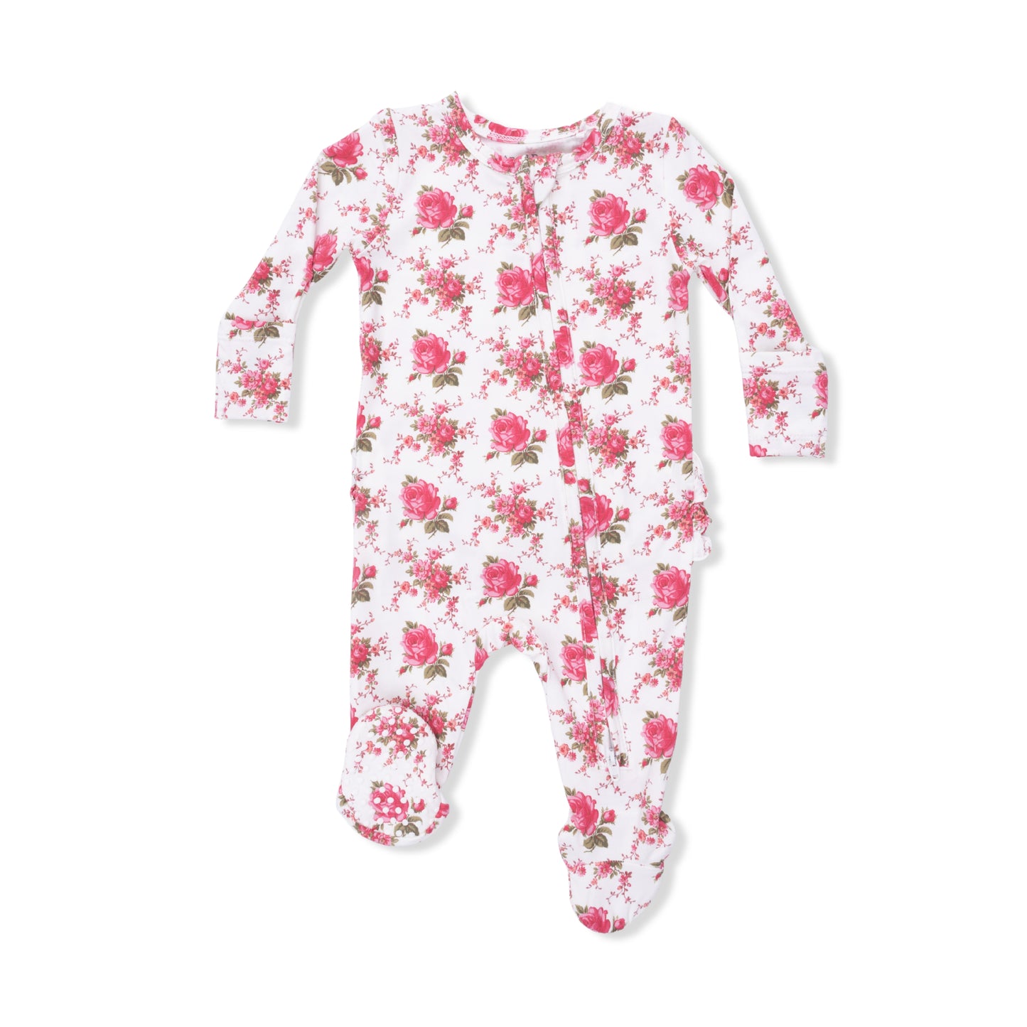 Elegant Roses Ruffle Back Footie