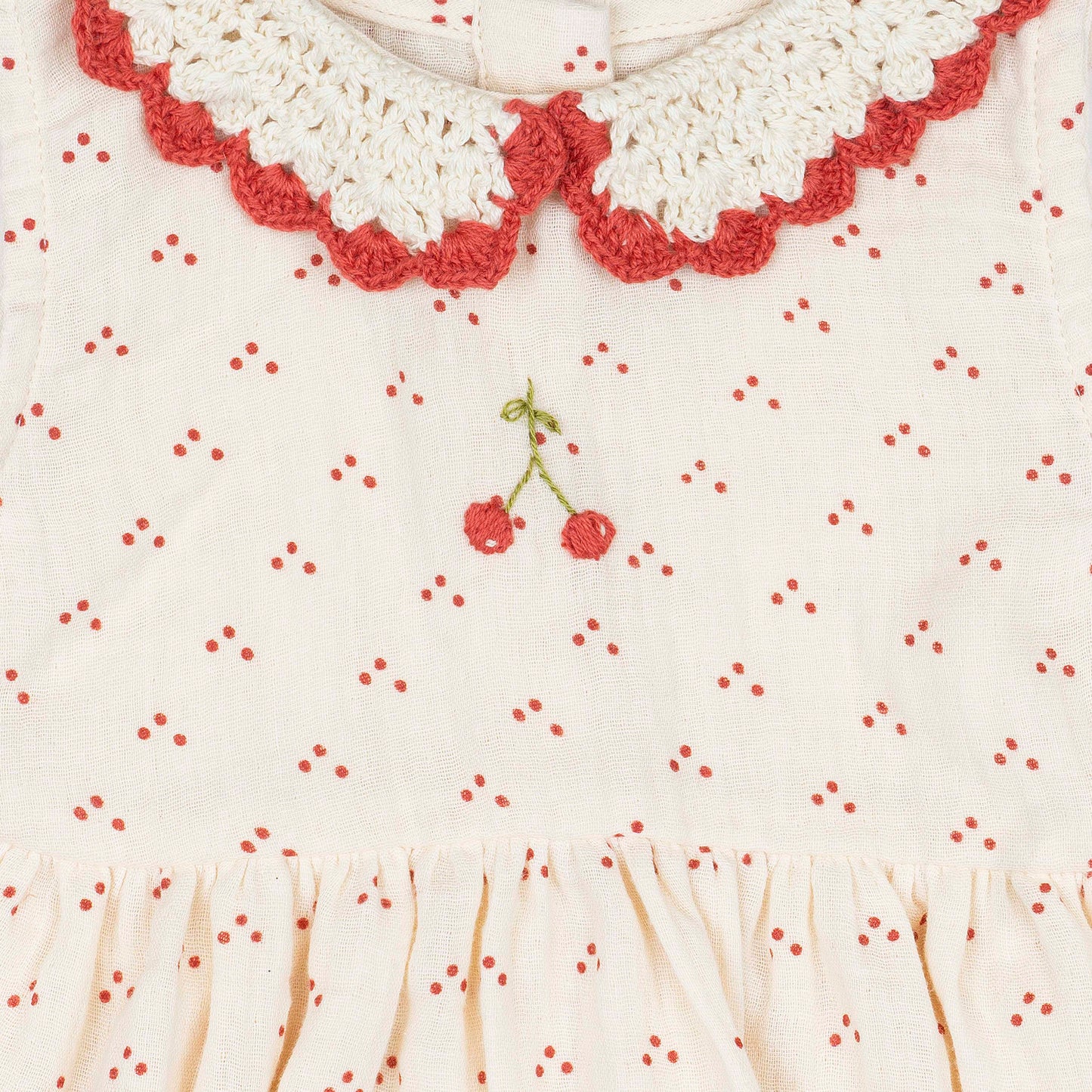 Cherry Crochet Collar Dress