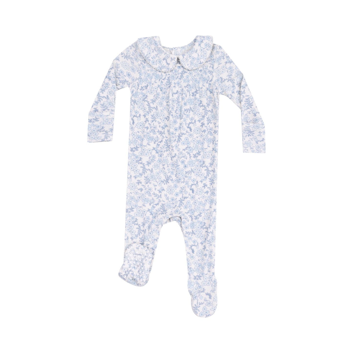 Blue Calico Floral Footie