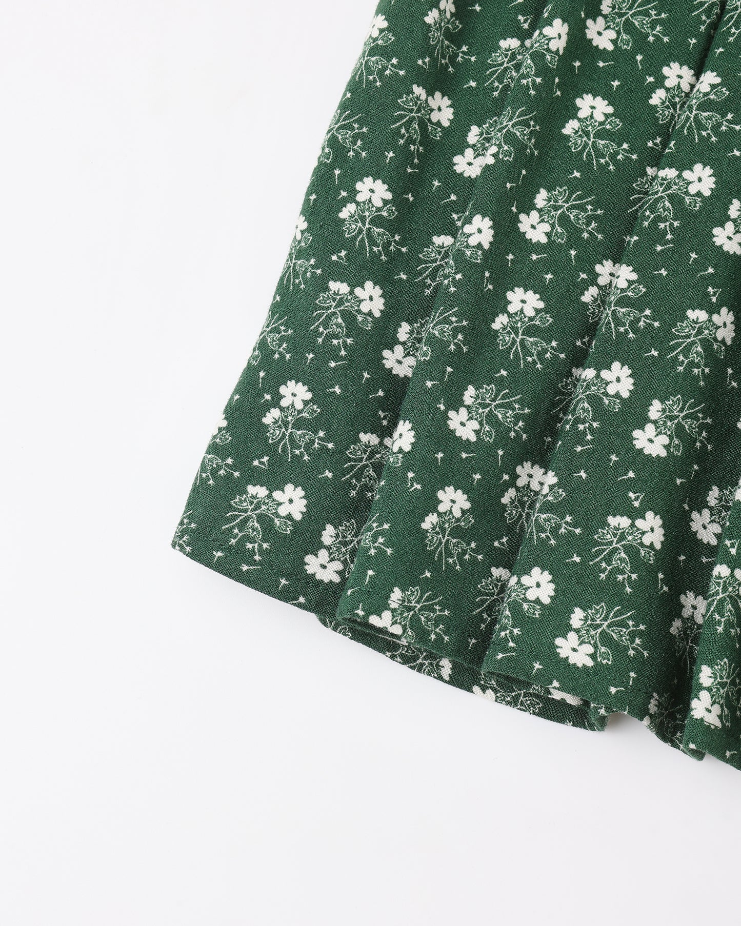 Tiered Midi Skirt Green Ditsy