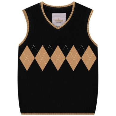 Black Taupe Boys Dress Vest