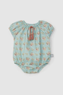 Mint Blue Floral Print Bubble