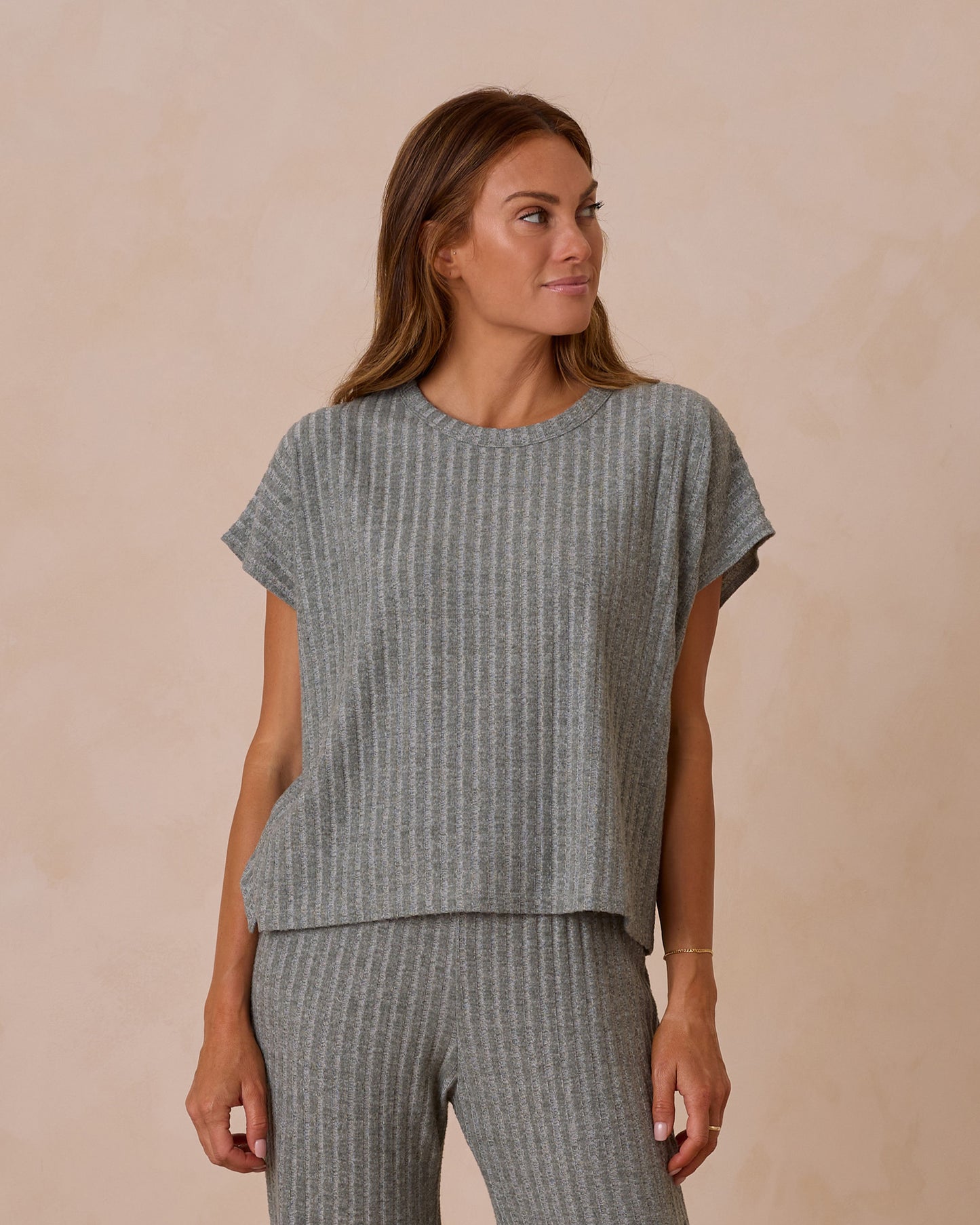 Womens Cozy Ribbed Knit Set Eucalyptus