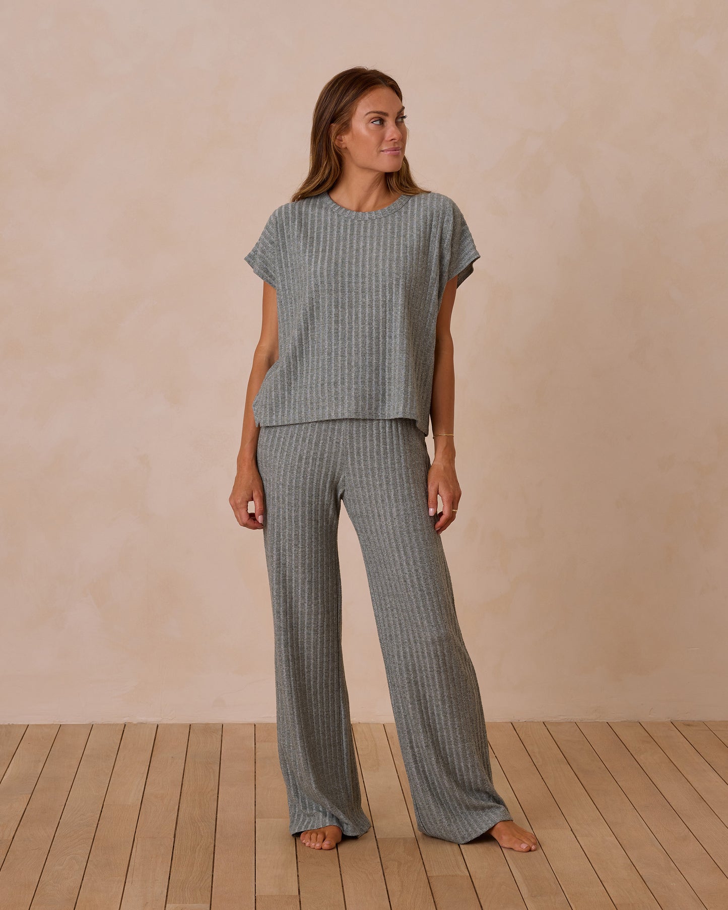 Womens Cozy Ribbed Knit Set Eucalyptus