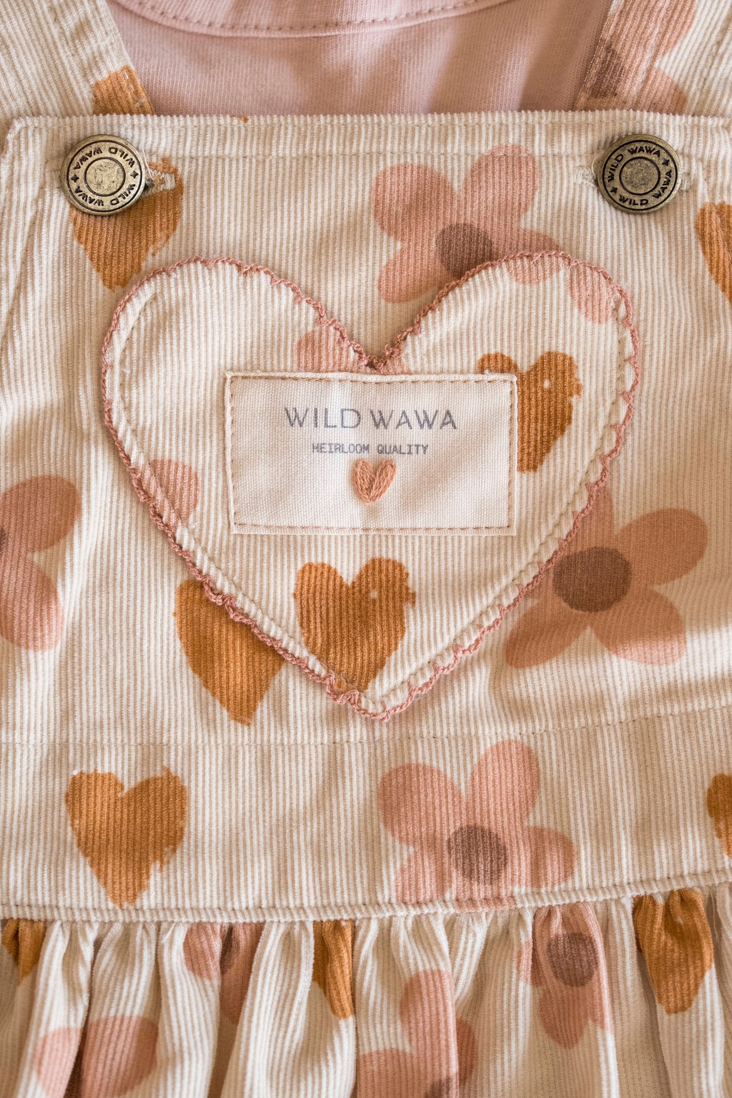 Heart Pocket Overall Dress W/ Ruffle Top