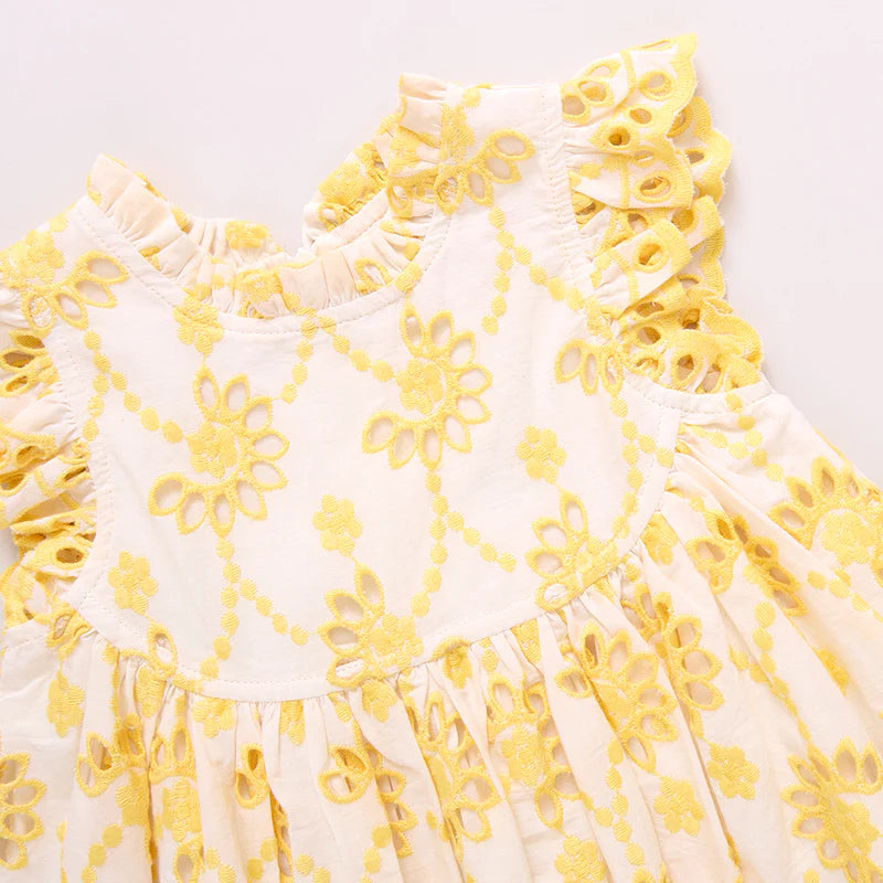 Cynthia Dress Set Bright Yellow Eyelet