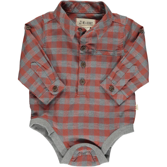 Jasper Onesie Grey Rust Plaid