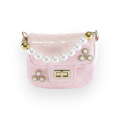 Embellished Patent Quilted Purse Pink