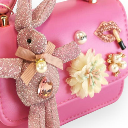 Bunny Applique Purse Fuchsia