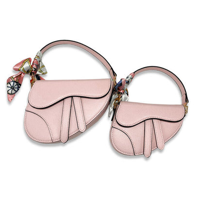 Pink Saddle Purse W/ Scarf