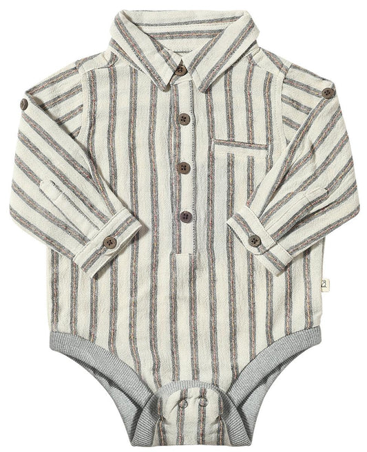 Tan, Black Cream Stripe Jasper Onesie
