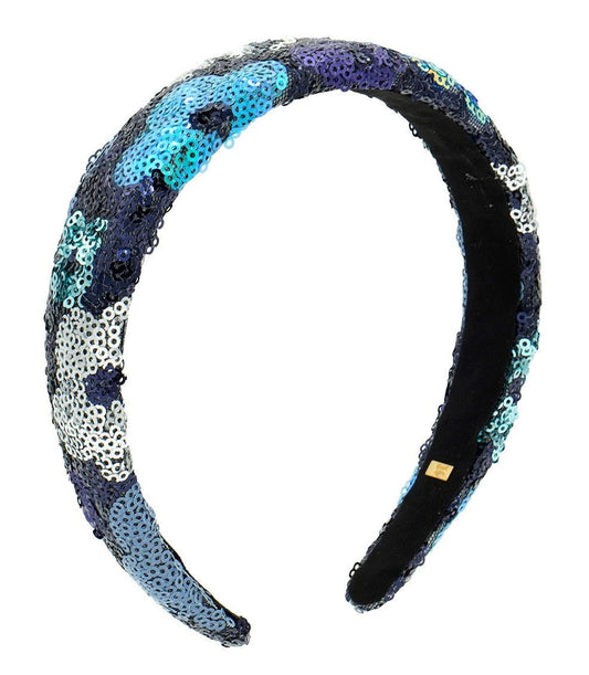 Padded Blue Sequin Flower HB
