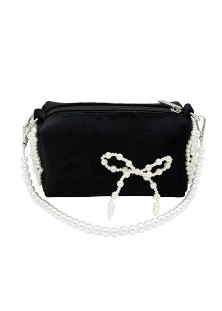 Velvet Pearl Bow Bag