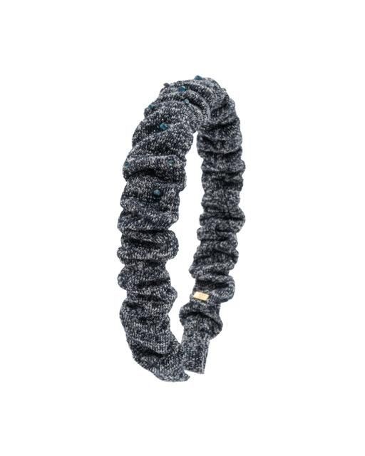 Blue Cotton Crinkle Jeweled Headband