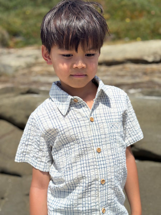 Chambray Cream Plaid Woven Shirt